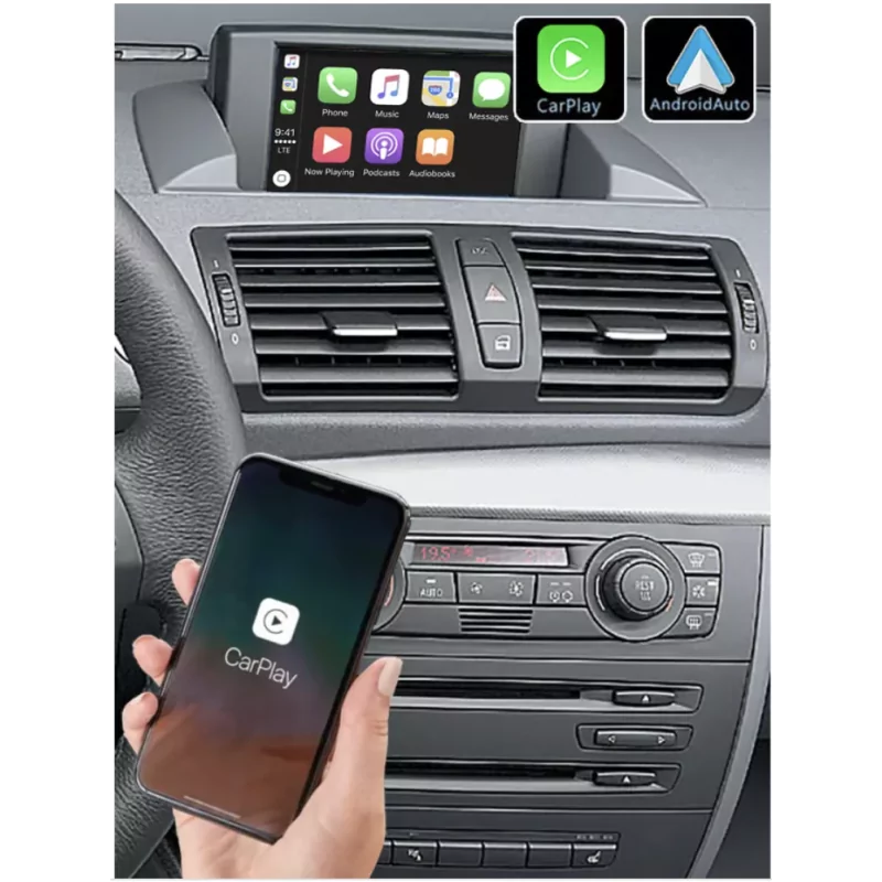 Autoradio GPS tactile Bluetooth Android & Apple Carplay BMW Série 1 E81,  E82, E87, et E88 de 2004 à 2012 + caméra