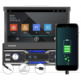 Autoradio 1 Din Android GPS Carplay WIFI Ecran Motorisé Tactile Retractable Multimedia Poste Simple Din DVD 3G 4G 5G DAB+